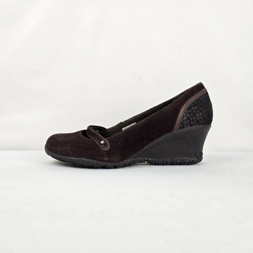 Merrell Petunia Brown Suede Mary Jane Wedge Shoes Y2K Size 8