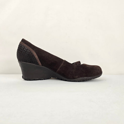 Merrell Petunia Brown Suede Mary Jane Wedge Shoes Y2K Size 8