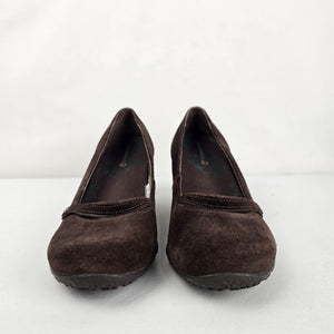 Merrell Petunia Brown Suede Mary Jane Wedge Shoes Y2K Size 8