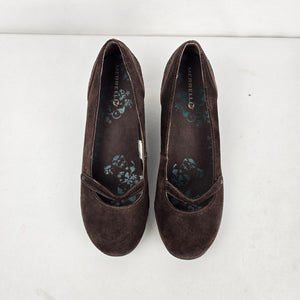 Merrell Petunia Brown Suede Mary Jane Wedge Shoes Y2K Size 8