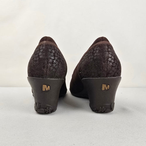 Merrell Petunia Brown Suede Mary Jane Wedge Shoes Y2K Size 8