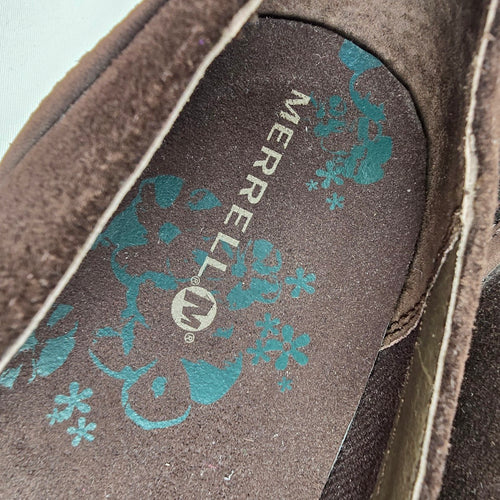 Merrell Petunia Brown Suede Mary Jane Wedge Shoes Y2K Size 8