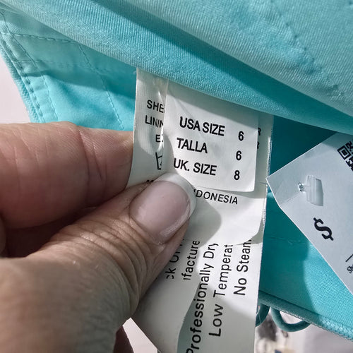 Morilee Madeline Gardner Aqua Beaded Strapless Ball Gown Grad Dress Size 6