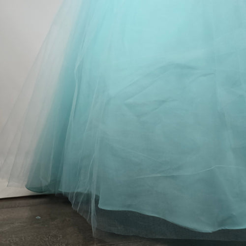 Morilee Madeline Gardner Aqua Beaded Strapless Ball Gown Grad Dress Size 6