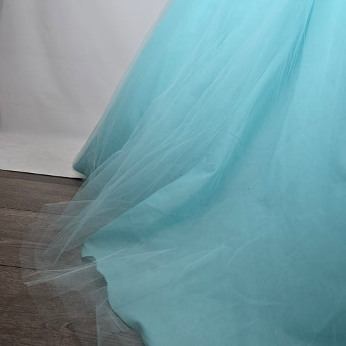 Morilee Madeline Gardner Aqua Beaded Strapless Ball Gown Grad Dress Size 6