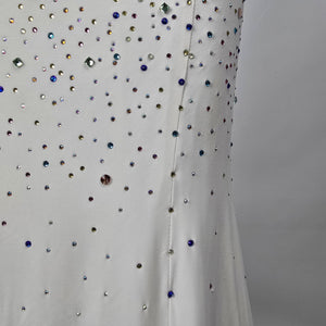 White Rhinestone Mermaid Prom Evening Gown Dress Size S