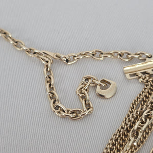 Vintage Western Germany Gold Tone Multi Layer Chain Statement Necklace