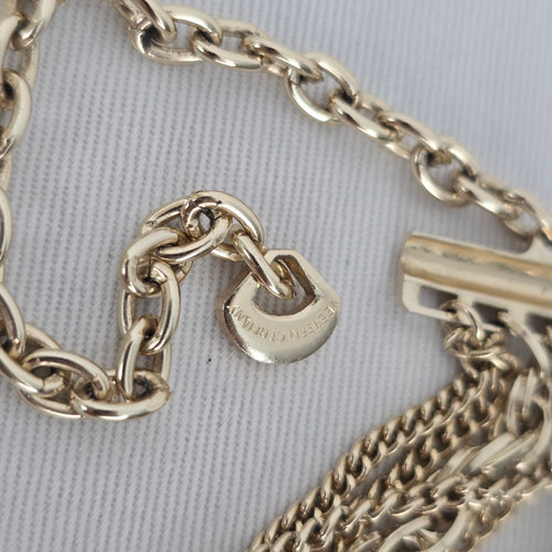Vintage Western Germany Gold Tone Multi Layer Chain Statement Necklace