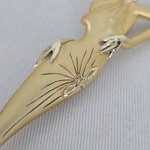 Vintage Gold Tone Art Deco Lady Figural Brooch Pin
