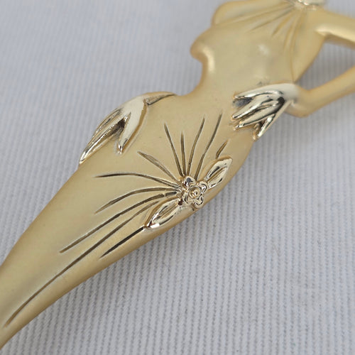 Vintage Gold Tone Art Deco Lady Figural Brooch Pin