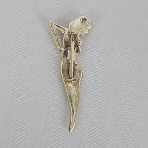 Vintage Gold Tone Art Deco Lady Figural Brooch Pin