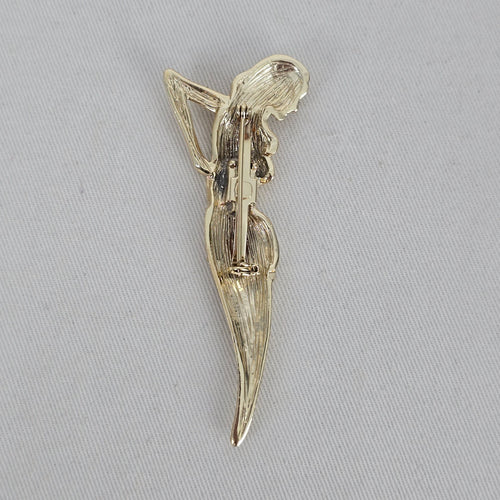 Vintage Gold Tone Art Deco Lady Figural Brooch Pin