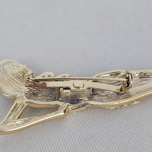 Vintage Gold Tone Art Deco Lady Figural Brooch Pin