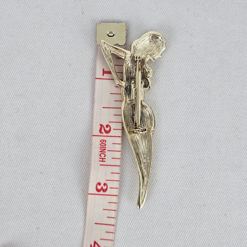 Vintage Gold Tone Art Deco Lady Figural Brooch Pin