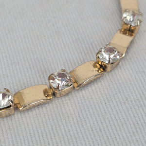SN Vintage Gold Tone Clear Rhinestone Tennis Link Bracelet Adjustable