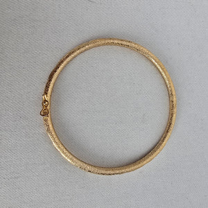 Gold Tone Textured Etched Hinged Bangle Bracelet