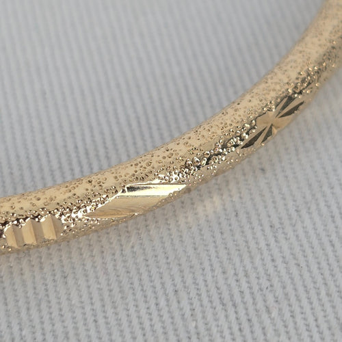 Gold Tone Textured Etched Hinged Bangle Bracelet