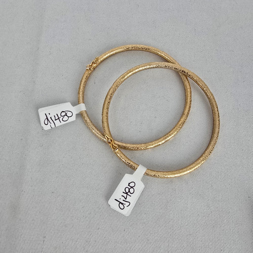 Gold Tone Textured Etched Hinged Bangle Bracelet