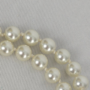 Vintage Double Strand Faux Pearl Bracelet Gold Tone Box Clasp