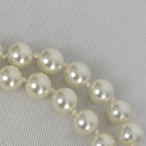 Vintage Double Strand Faux Pearl Bracelet Gold Tone Box Clasp