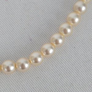 Vintage Hand Knotted Glass Pearl Single Strand Beaded Necklace Sterling Tone Clasp