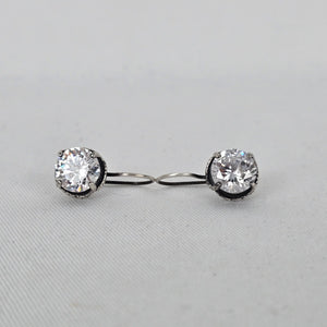 Silpada Sterling Silver Round Clear Cubic Zirconia Hook Earrings