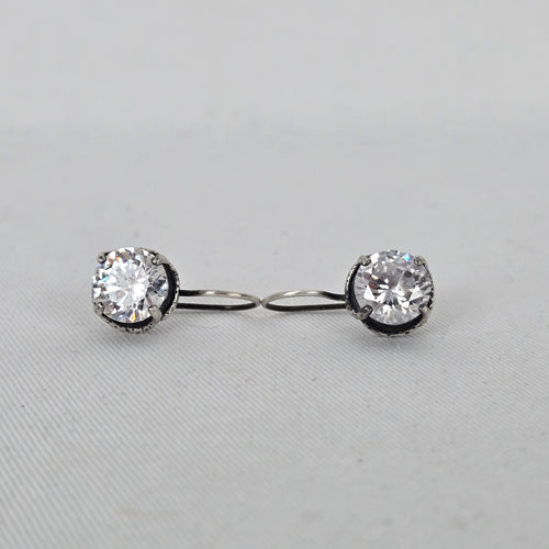 Silpada Sterling Silver Round Clear Cubic Zirconia Hook Earrings
