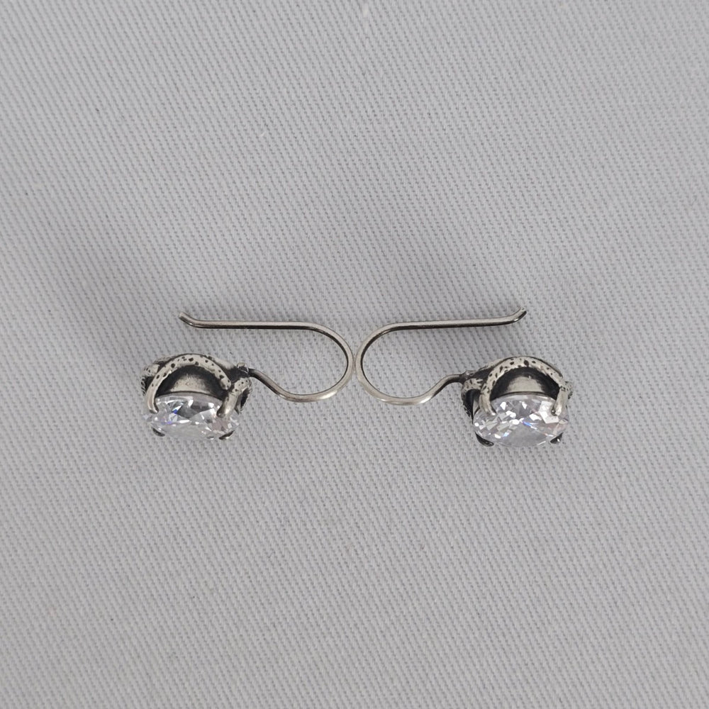 Silpada Sterling Silver Round Clear Cubic Zirconia Hook Earrings