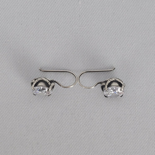 Silpada Sterling Silver Round Clear Cubic Zirconia Hook Earrings
