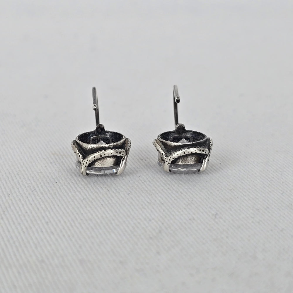 Silpada Sterling Silver Round Clear Cubic Zirconia Hook Earrings