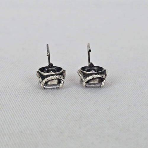 Silpada Sterling Silver Round Clear Cubic Zirconia Hook Earrings