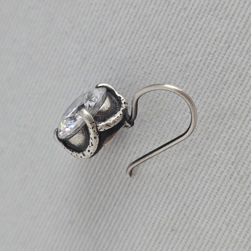 Silpada Sterling Silver Round Clear Cubic Zirconia Hook Earrings