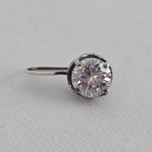 Silpada Sterling Silver Round Clear Cubic Zirconia Hook Earrings