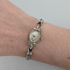 Bulova Vintage Ladies Cocktail Watch Silver Tone 10K Rolled Gold Plate Speidel Band