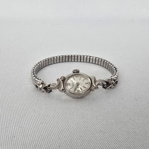 Bulova Vintage Ladies Cocktail Watch Silver Tone 10K Rolled Gold Plate Speidel Band