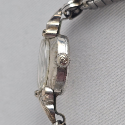 Bulova Vintage Ladies Cocktail Watch Silver Tone 10K Rolled Gold Plate Speidel Band