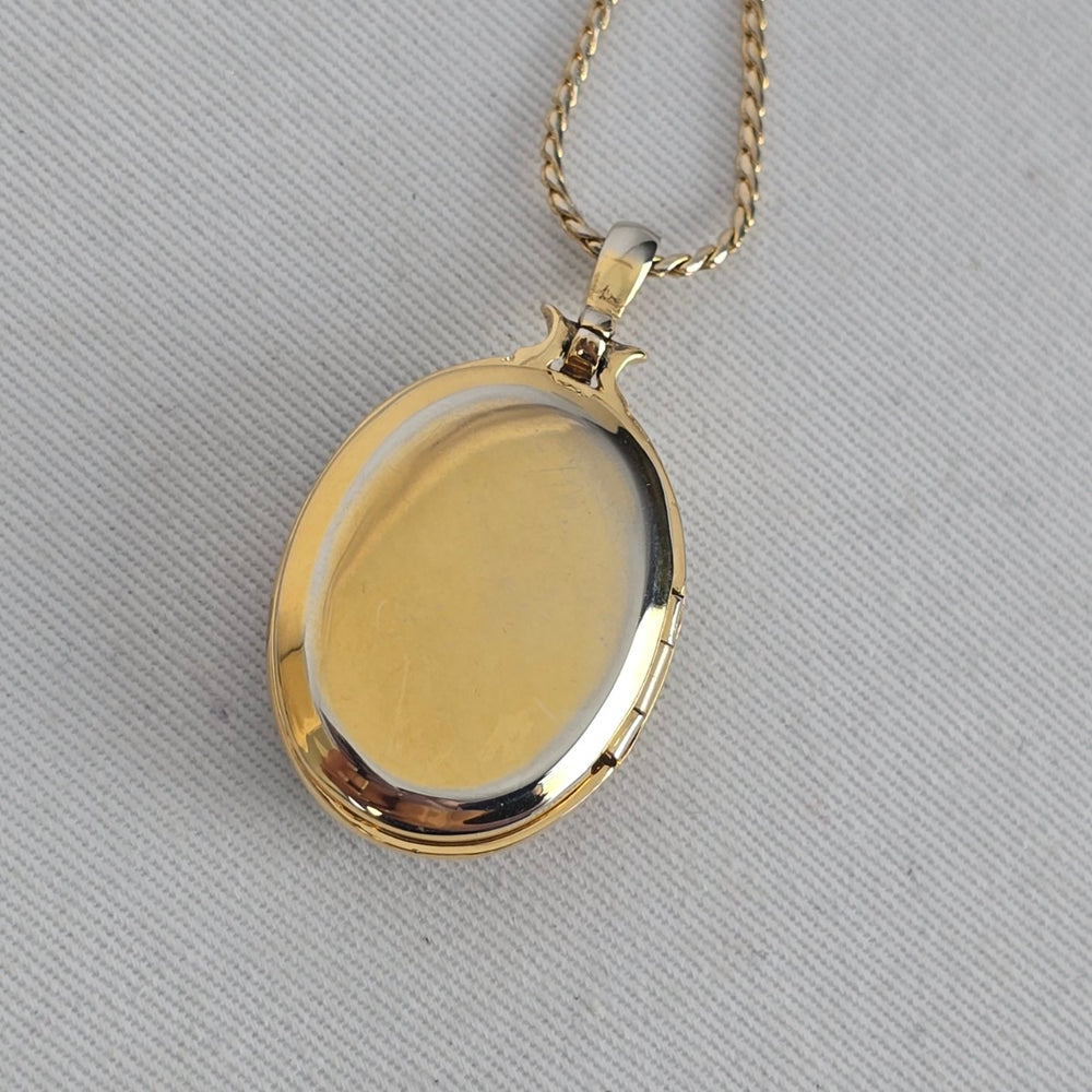 Vintage D'Orlan Buried Treasure Locket Necklace 22kt Gold Plated, Multicolor Swarovski Crystals