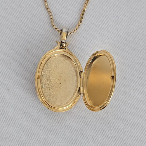 Vintage D'Orlan Buried Treasure Locket Necklace 22kt Gold Plated, Multicolor Swarovski Crystals