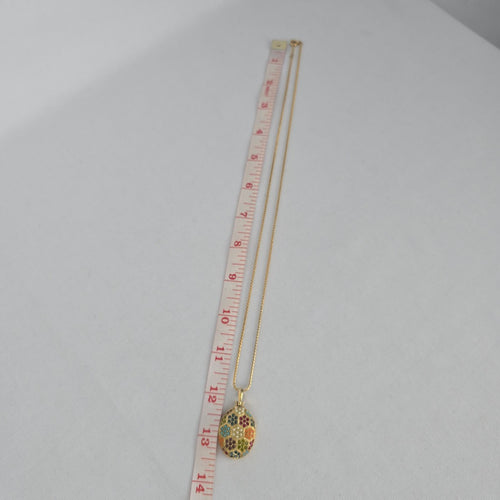 Vintage D'Orlan Buried Treasure Locket Necklace 22kt Gold Plated, Multicolor Swarovski Crystals