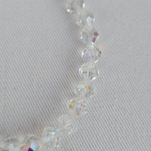 Vintage Clear Aurora Borealis Crystal Bead Necklace Sterling Silver Clasp