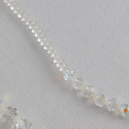 Vintage Clear Aurora Borealis Crystal Bead Necklace Sterling Silver Clasp