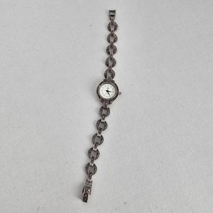Vintage 925 Sterling Silver Marcasite Quartz Watch