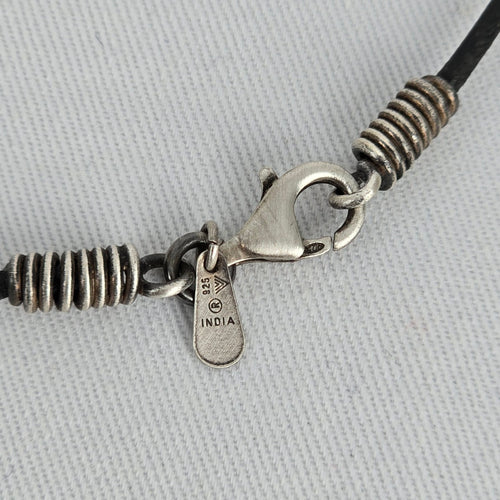 Silpada 925 Sterling Silver Sponge Coral Pendant Leather Cord Necklace