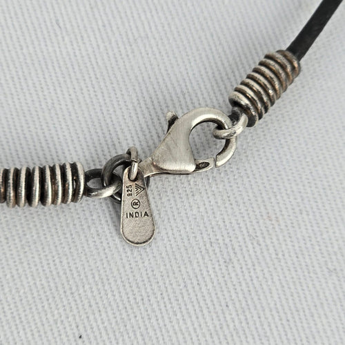 Silpada 925 Sterling Silver Sponge Coral Pendant Leather Cord Necklace