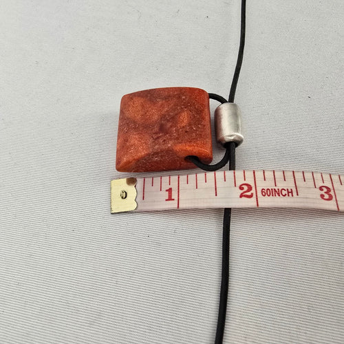 Silpada 925 Sterling Silver Sponge Coral Pendant Leather Cord Necklace