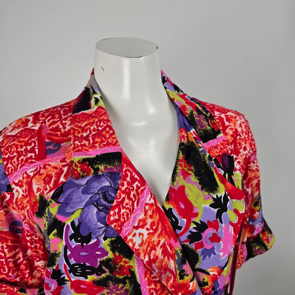 Vintage Jolibel Floral Romper Red Purple Size 10