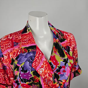 Vintage Jolibel Floral Romper Red Purple Size 10