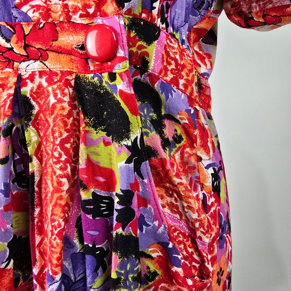 Vintage Jolibel Floral Romper Red Purple Size 10