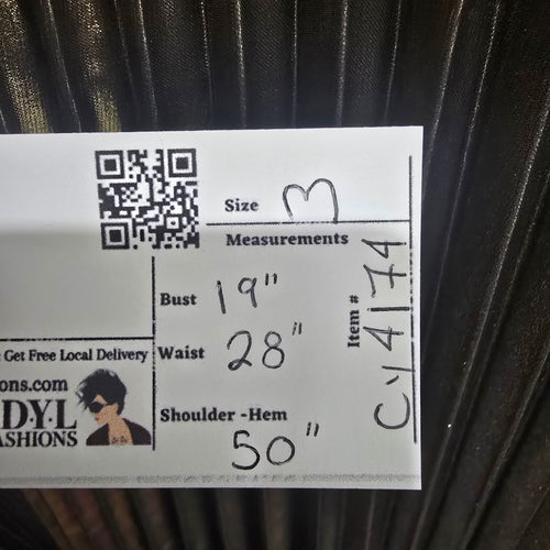 Johnny Was Gold Black Metallic Pleated Slip Midi Dress M