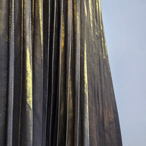 Johnny Was Gold Black Metallic Pleated Slip Midi Dress M